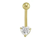 14K Yellow Gold 6mm Heart Cubic Zirconia Heart Belly Ring