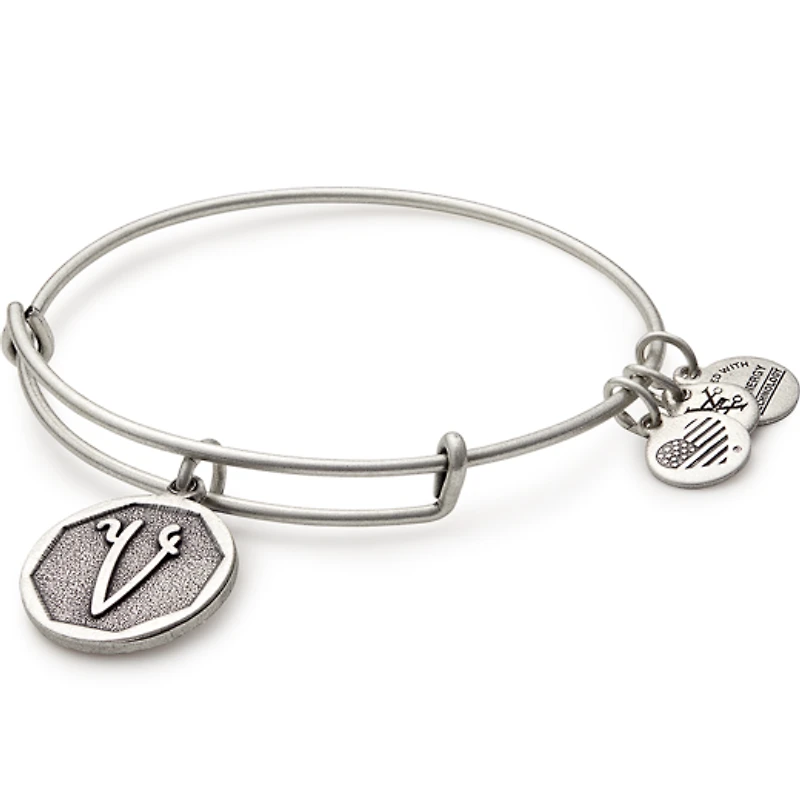 Alex and Ani Initial V Charm Bangle