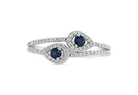 10K White Gold Blue Sapphire & White Topaz Ring