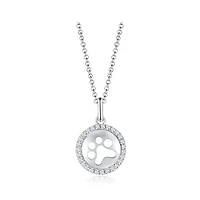 Sterling Silver Cubic Zirconia 19" Paw Print Pendant
