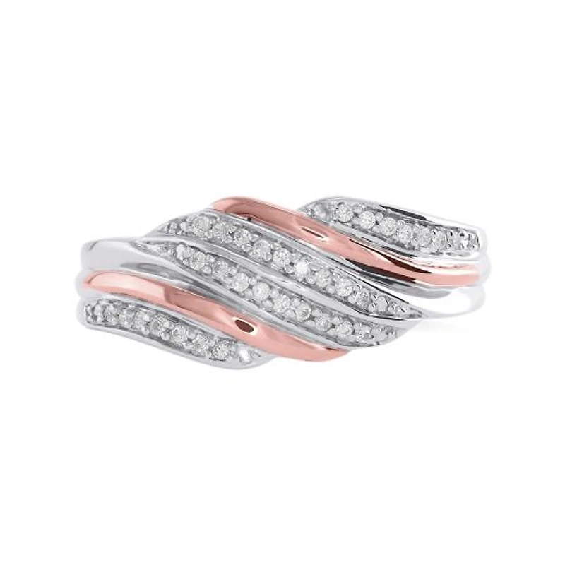 Sterling Silver and 10K Rose Gold 0.11CTW Fashion Ring