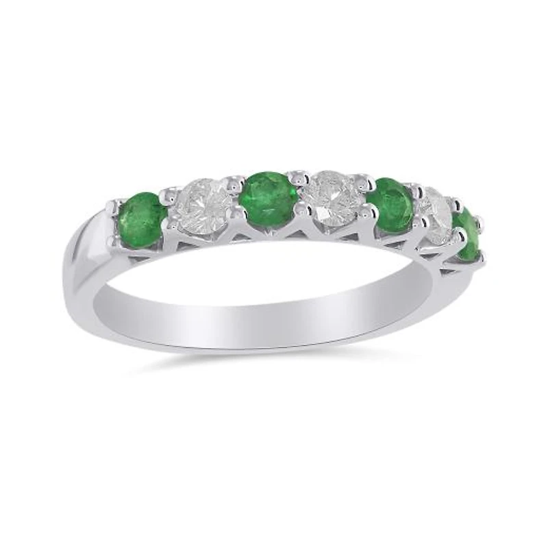 14K White Gold Emerald & 0.31CTW Diamond Ring