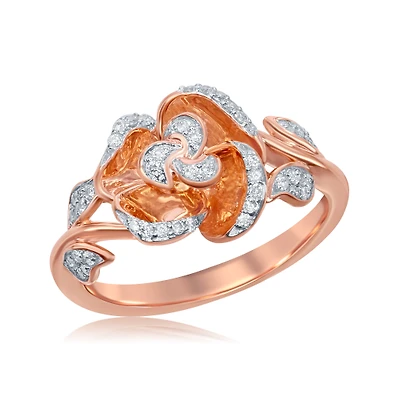 Enchanted Disney Belle 0.20CTW Diamond Rose Ring