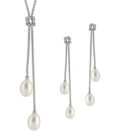 Dangling Pearl Silver Set