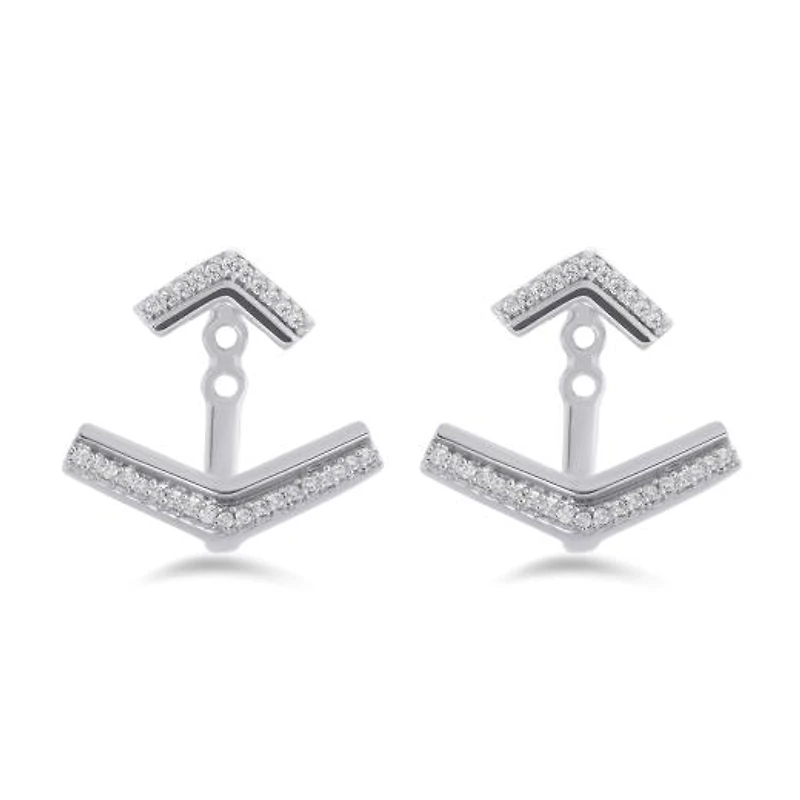 Sterling Silver 0.11CTW Front Back Earrings