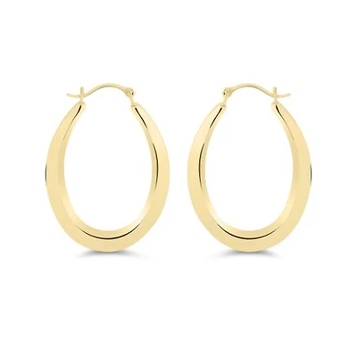 14K Yellow Gold Oval Hoop Earrings