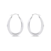 14K White Gold Oval Hoop Earrings