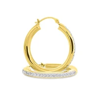 14K Yellow Gold Hoop with Crystal Front