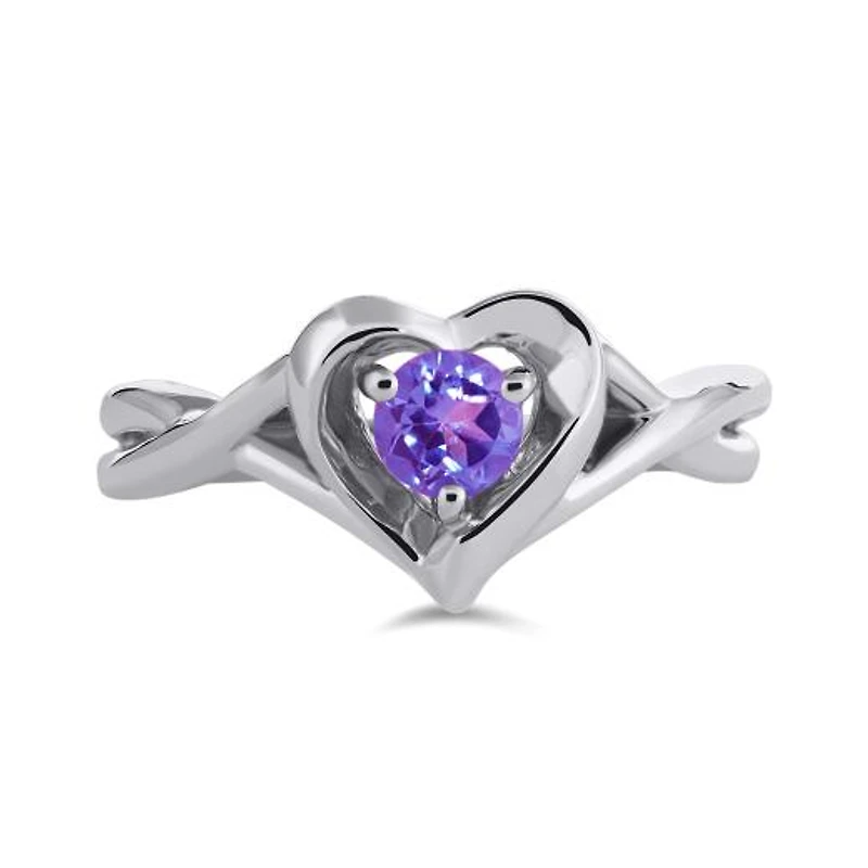 Sterling Silver Amethyst Heart Ring