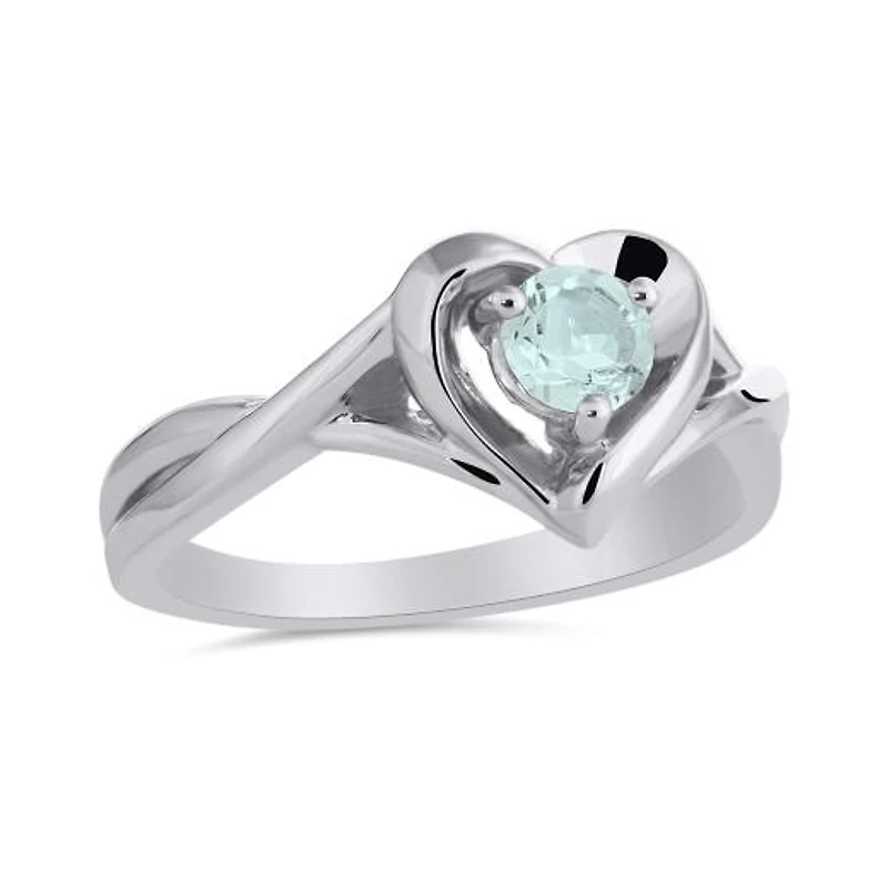 Sterling Silver Aquamarine Heart Ring