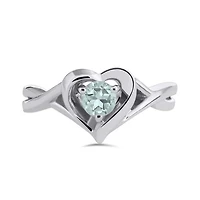 Sterling Silver Aquamarine Heart Ring
