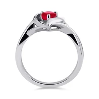 Sterling Silver Ruby Heart Ring