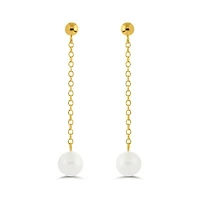 14K Yellow Gold Freshwater Pearl Drop Earrings