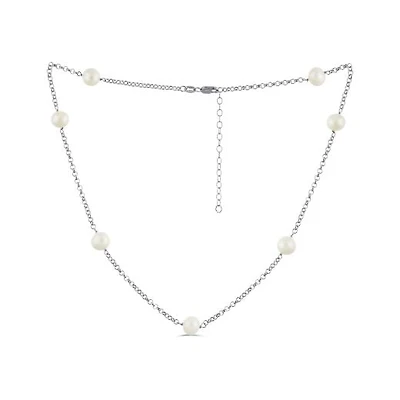 Sterling Silver Freshwater Pearl Tin Cup Necklace