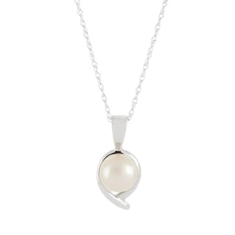 10K White Gold Freshwater Pearl Pendant
