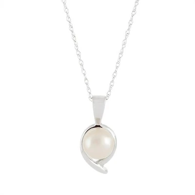 10K White Gold Freshwater Pearl Pendant