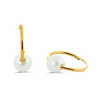 14K Yellow Gold Freshwater Pearl Sleepers 5-6mm