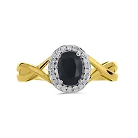10K Yellow Gold Black Sapphire & Diamond Ring