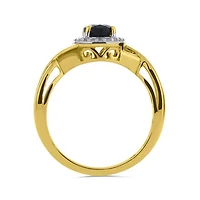 10K Yellow Gold Black Sapphire & Diamond Ring