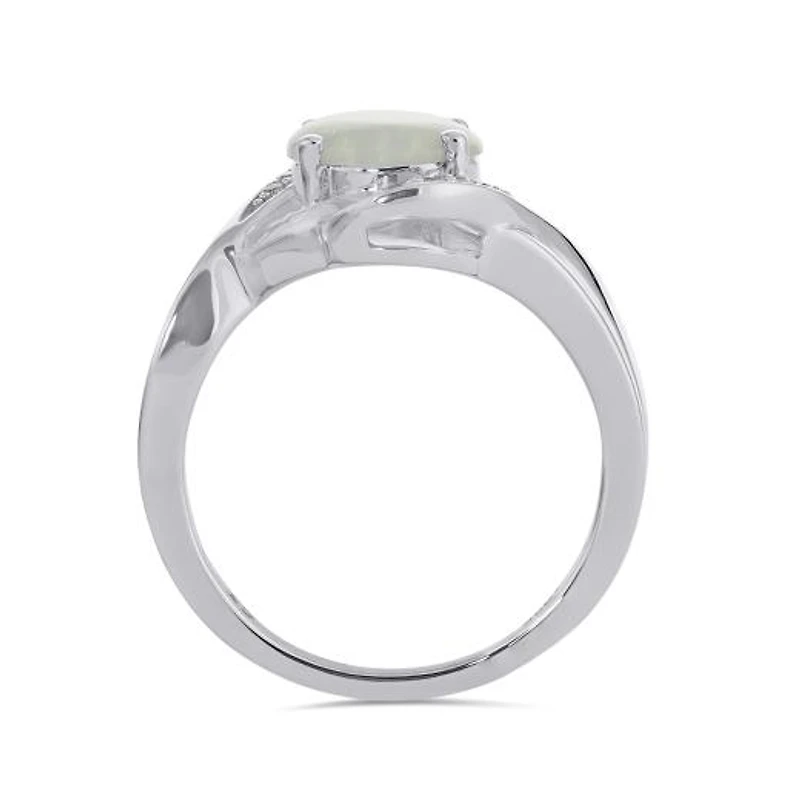 Sterling Silver Created Opal & Created White Sapphire Ring