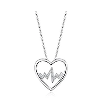 Sterling Silver Cubic Zirconia 19" Heartbeat Pendant