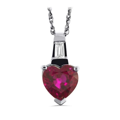 Sterling Silver Created Ruby & Created White Sapphire Pendant