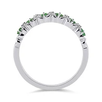 10K White Gold Emerald & Diamond Ring