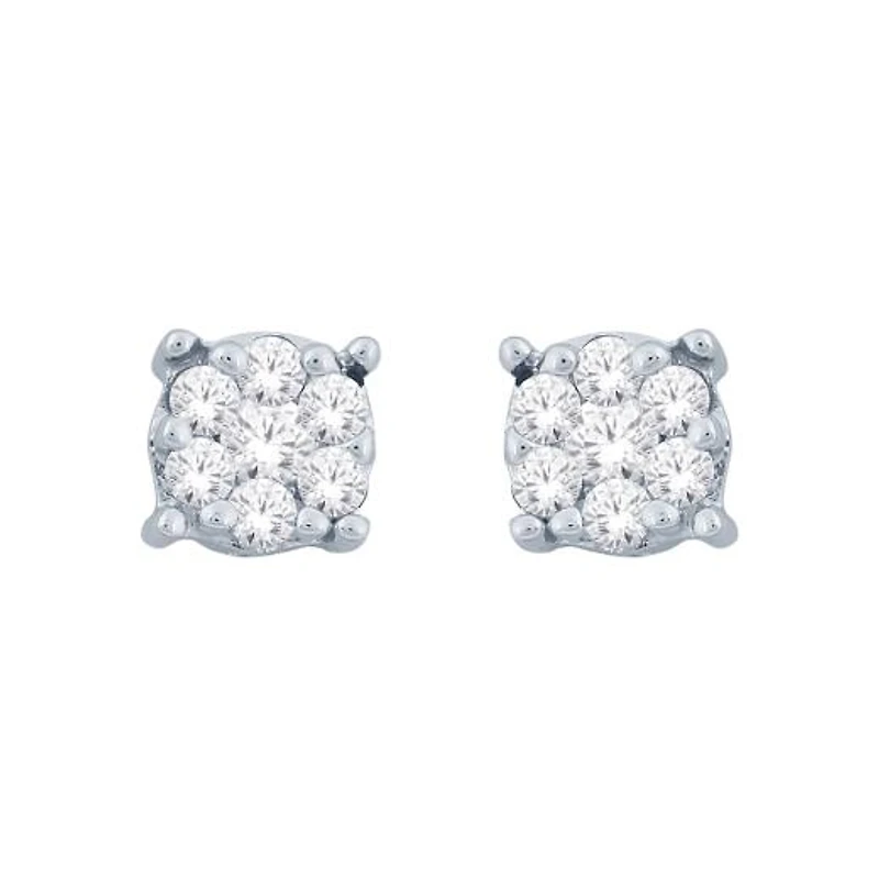 10K White Gold 0.10CTW Bouquet Diamond Studs
