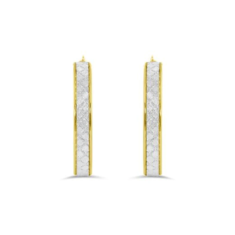 10K Yellow Gold Glitter Hoops