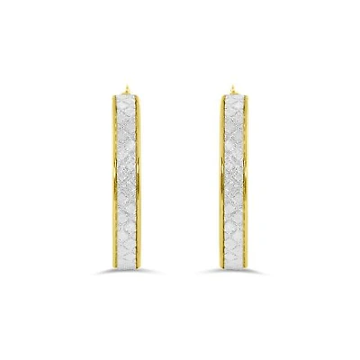 10K Yellow Gold Glitter Hoops