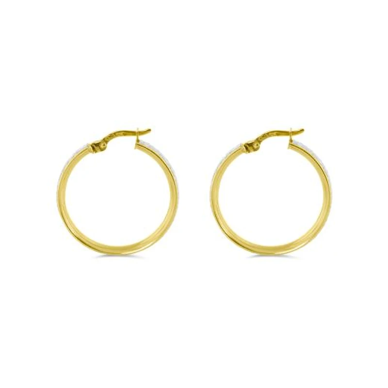 10K Yellow Gold Glitter Hoops