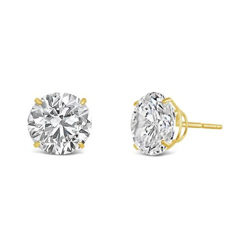 10K Yellow Gold 8mm Round Cubic Zirconia Studs
