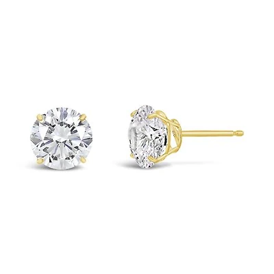 10K Yellow Gold 8mm Round Cubic Zirconia Studs