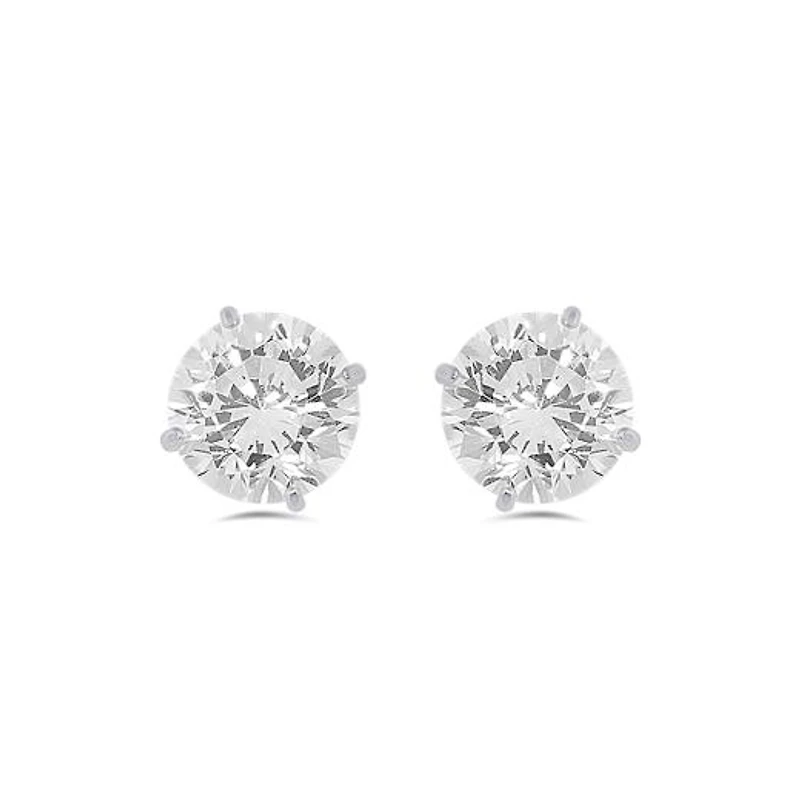 10K White Gold 6mm Round Cubic Zirconia Studs