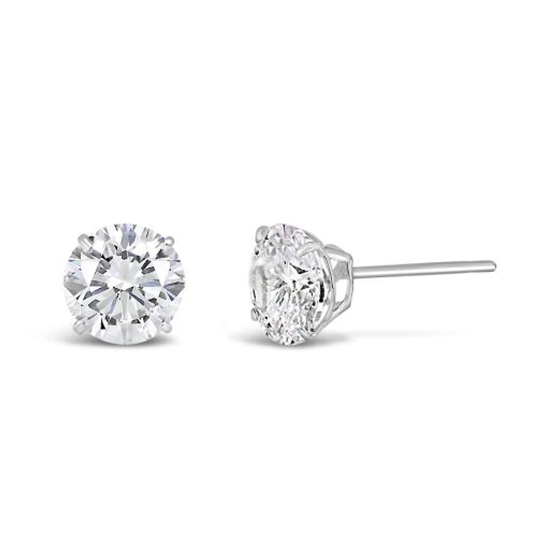 10K White Gold 6mm Round Cubic Zirconia Studs