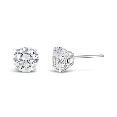 10K White Gold 6mm Round Cubic Zirconia Studs