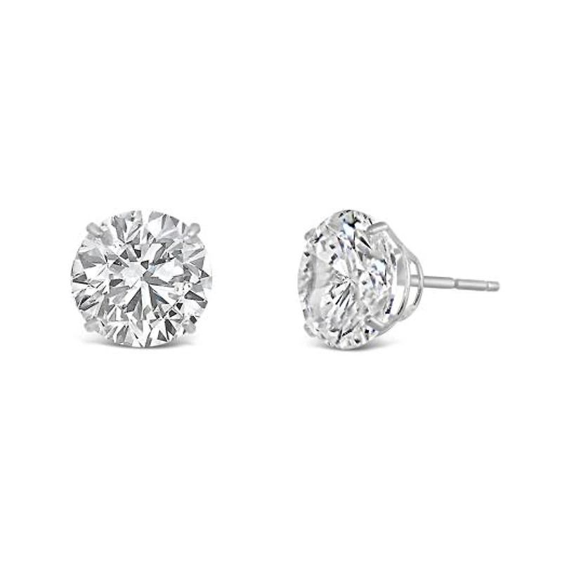 10K White Gold 8mm Round Cubic Zirconia Studs