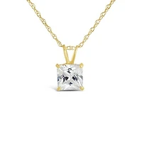 10K Yellow Gold 6mm Princess Cubic Zirconia 17" Pendant