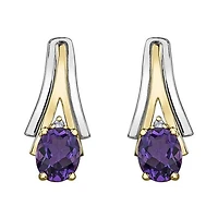 10K White & Yellow Gold Amethyst & 0.01CTW Diamond Earring