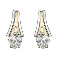 10K White & Yellow Gold White Topaz & 0.01CTW Diamond Earring