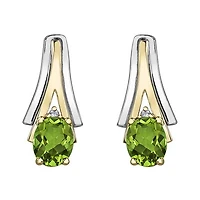 10K White & Yellow Gold Peridot & 0.01CTW Diamond Earring