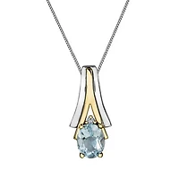 10K White & Yellow Gold Aquamarine & 0.008CTW Diamond Pendant with Chain