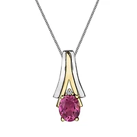 10K White & Yellow Gold Pink Topaz & 0.008CTW Diamond Pendant with Chain
