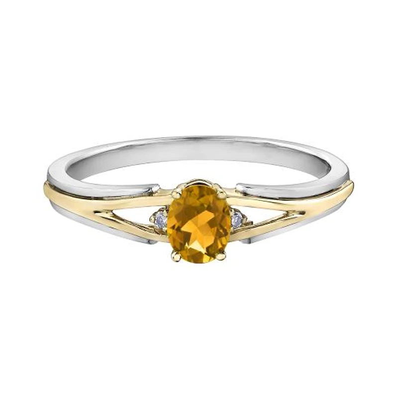 10K White & Yellow Gold Citrine & 0.015CTW Diamond Ring
