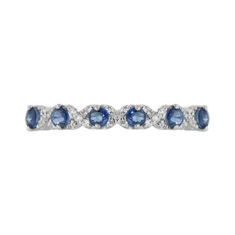 10K White Gold Sapphire & Diamond Ring
