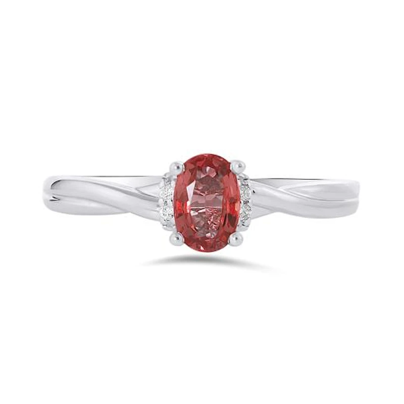 10K White Gold Ruby 0.02CTW Diamond Ring