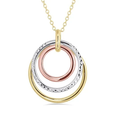 10K Tri-Colour Circle Pendant