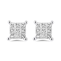 10K White Gold 0.50CTW Princessa Diamond Earrings