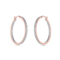 10K Rose and White 25mm Diamond Cut Hoop Earrings