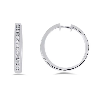Sterling Silver 0.18CTW Hoop Earrings